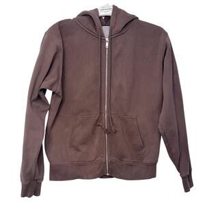 BRANDY MELVILLE Christy Full Zip Hoodie Brown
